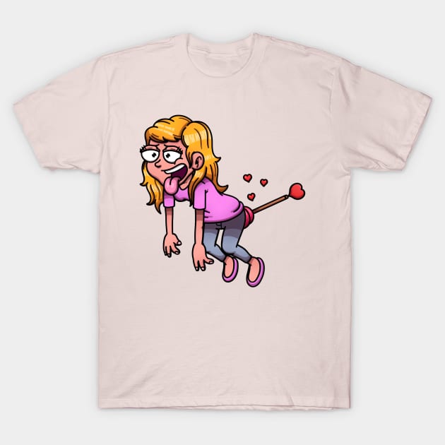 Floating Woman Shot By Cupid’s Heart Arrow T-Shirt by TheMaskedTooner